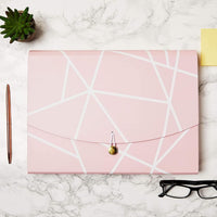 Pink Geometric Patterned Document Organiser Folder 10 pockets - liquidation.store