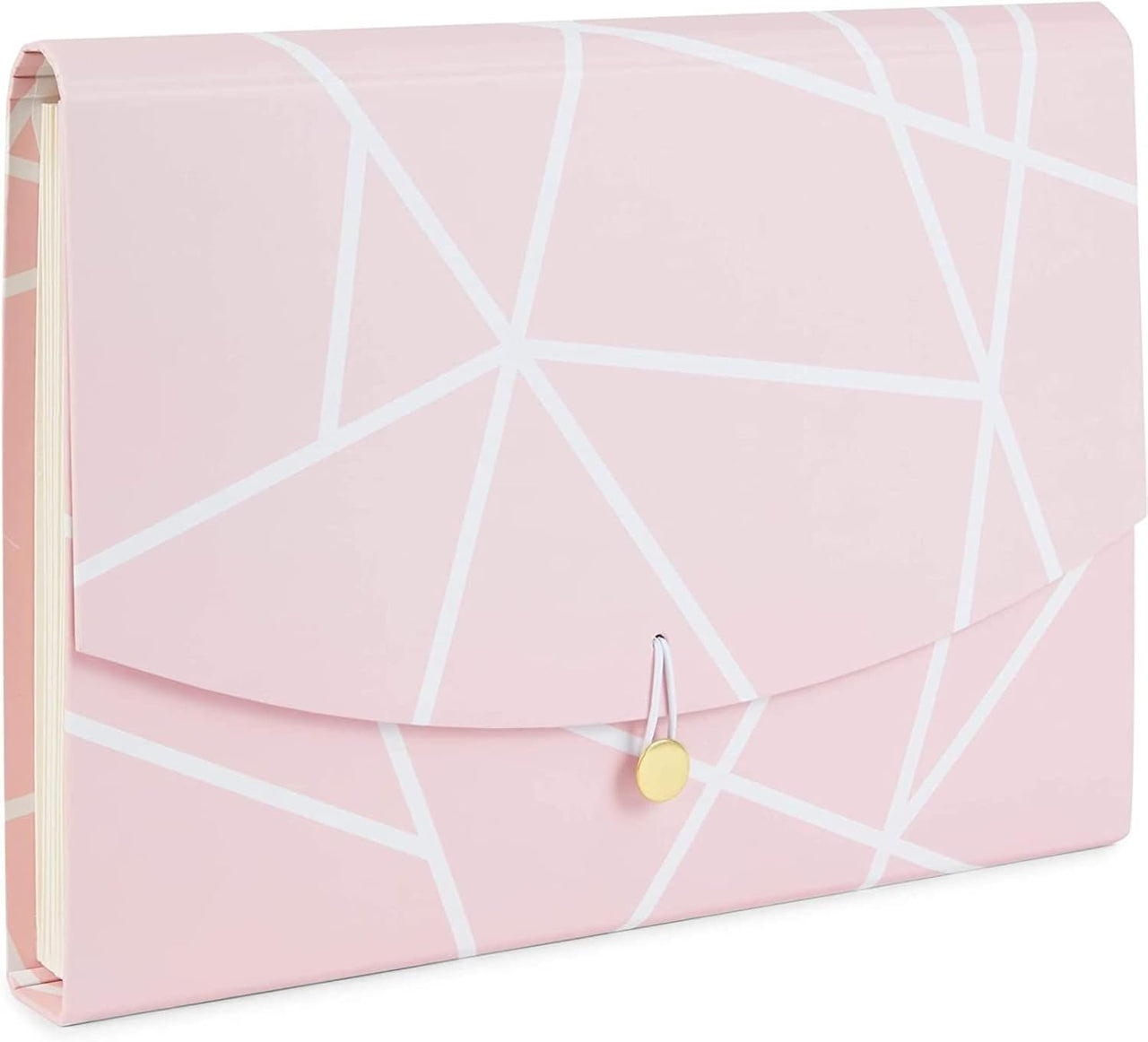 Pink Geometric Patterned Document Organiser Folder 10 pockets - liquidation.store