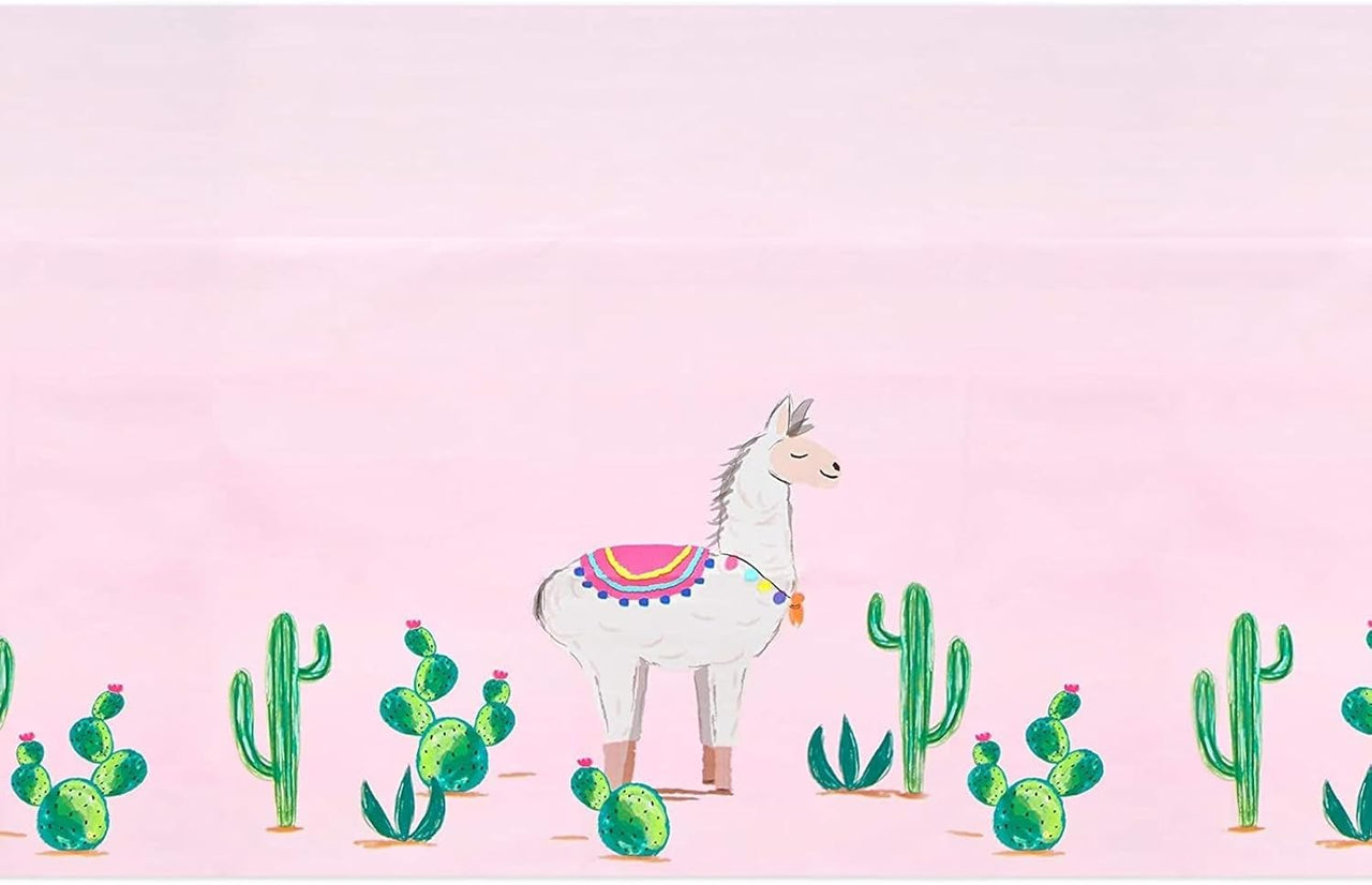 Pink Plastic Tablecloth for Llama Birthday Party (54x108 inch) - 3 Pack - liquidation.store