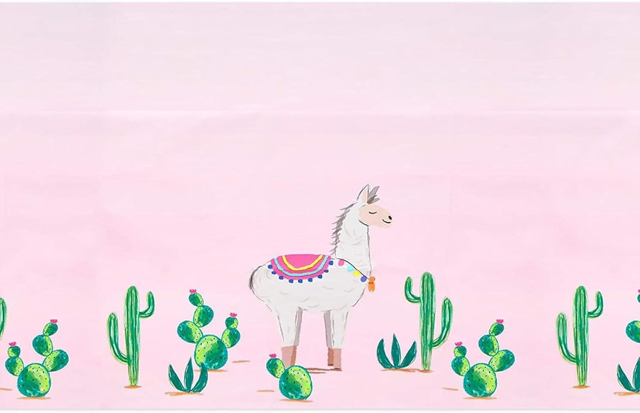 Pink Plastic Tablecloth for Llama Birthday Party (54x108 inch) - 3 Pack - liquidation.store