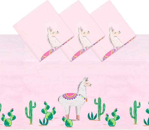 Pink Plastic Tablecloth for Llama Birthday Party (54x108 inch) - 3 Pack - liquidation.store