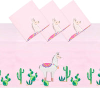 Thumbnail for Pink Plastic Tablecloth for Llama Birthday Party (54x108 inch) - 3 Pack - liquidation.store