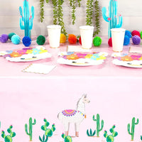 Thumbnail for Pink Plastic Tablecloth for Llama Birthday Party (54x108 inch) - 3 Pack - liquidation.store