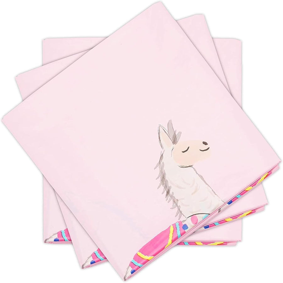 Pink Plastic Tablecloth for Llama Birthday Party (54x108 inch) - 3 Pack - liquidation.store