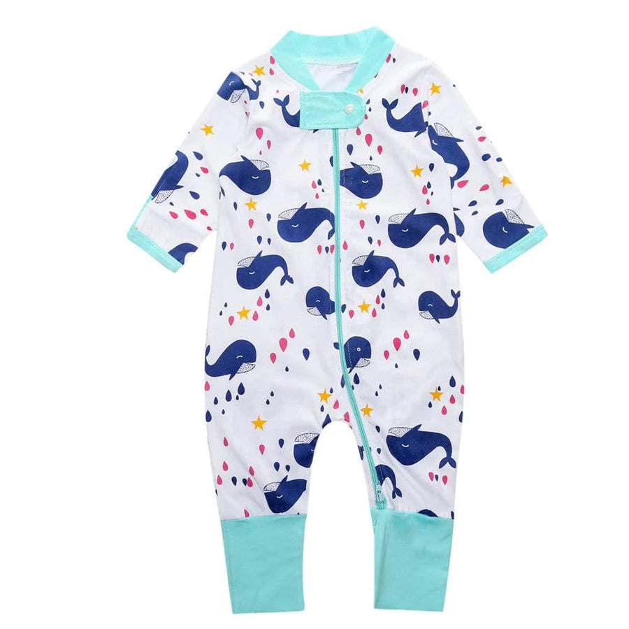 Playful Whales Baby Zip Sleepsuit (Various Sizes) - liquidation.store