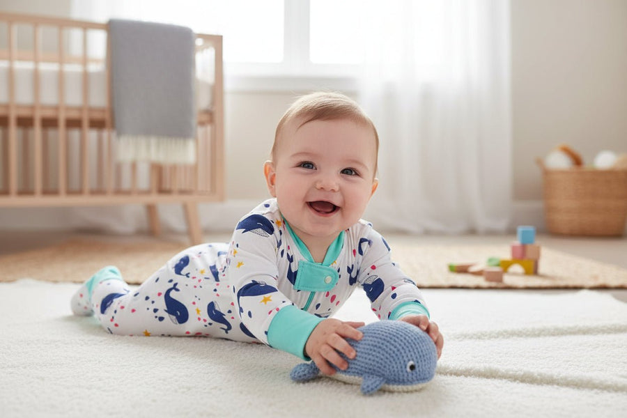 Playful Whales Baby Zip Sleepsuit (Various Sizes) - liquidation.store