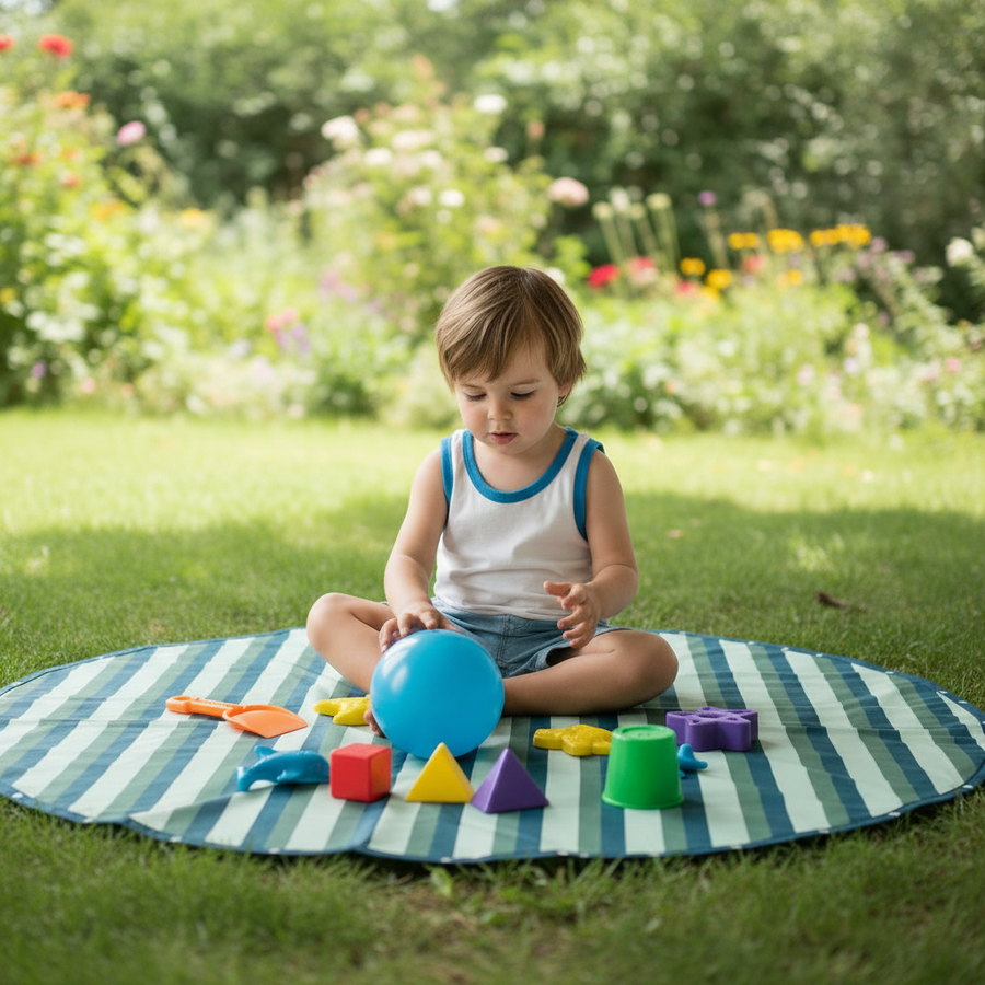 Play&Go Outdoor Storage Bag & play mat with Green Stripes Pattern - liquidation.store