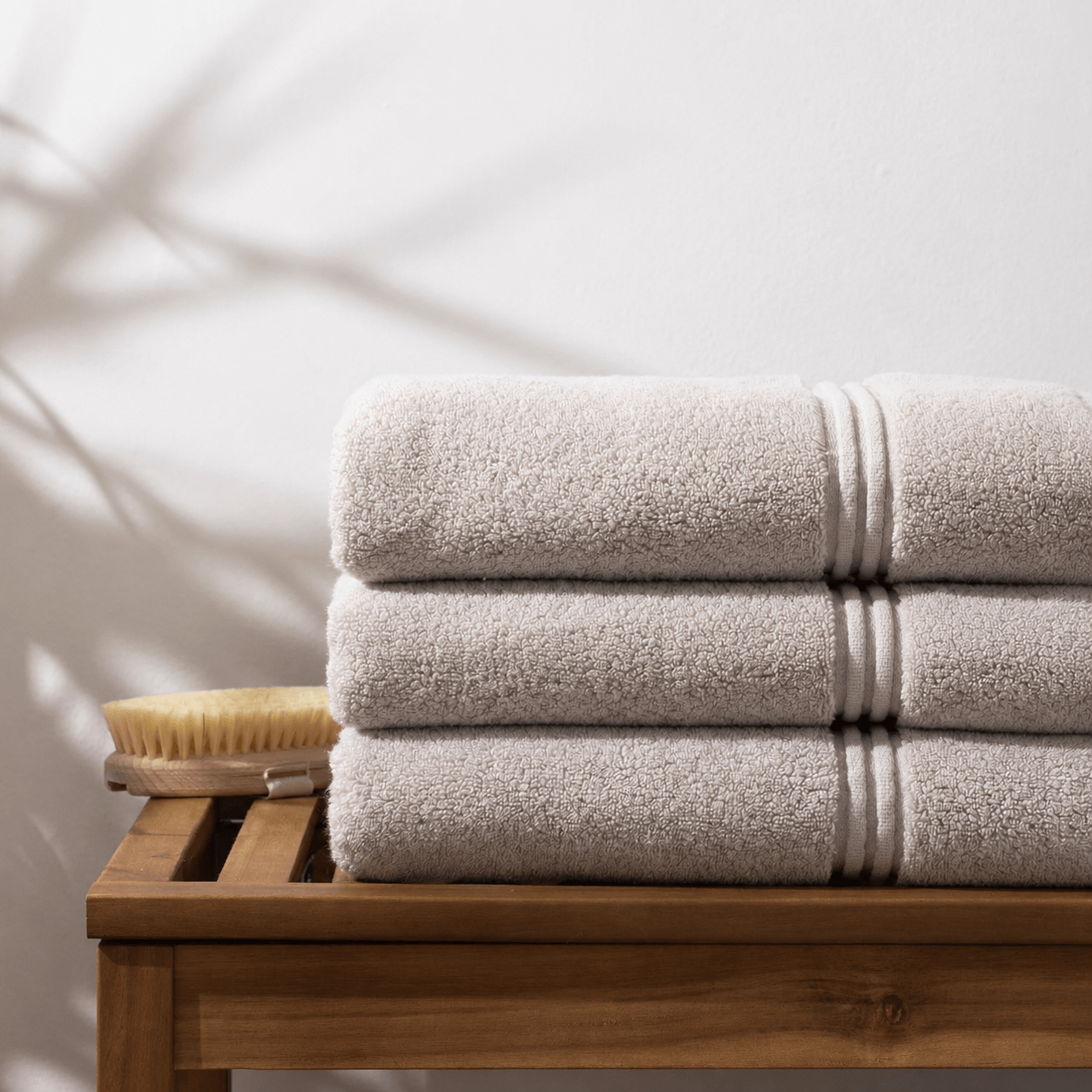 Plush Cotton Bath Towel Oatmeal x3 - liquidation.store