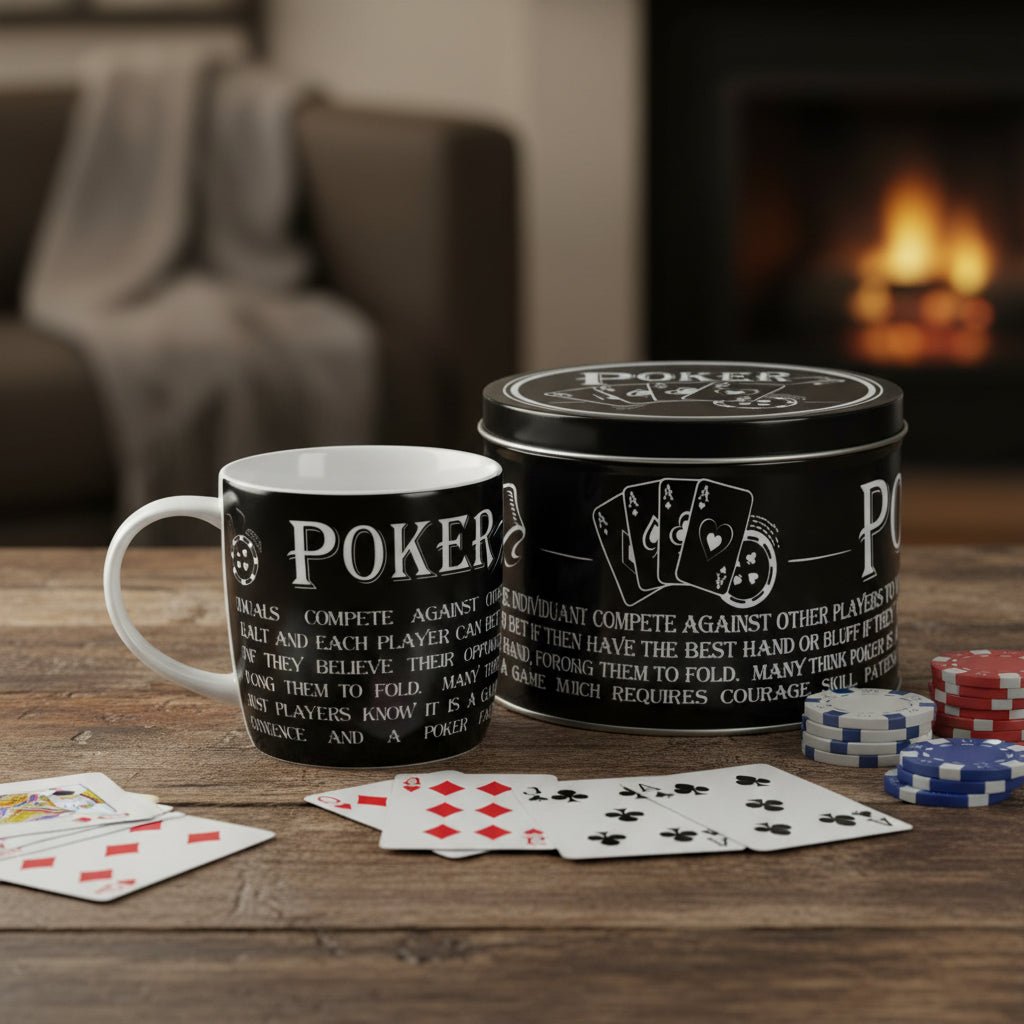 Poker Mug & Tin - Black (2 Piece Set) - liquidation.store