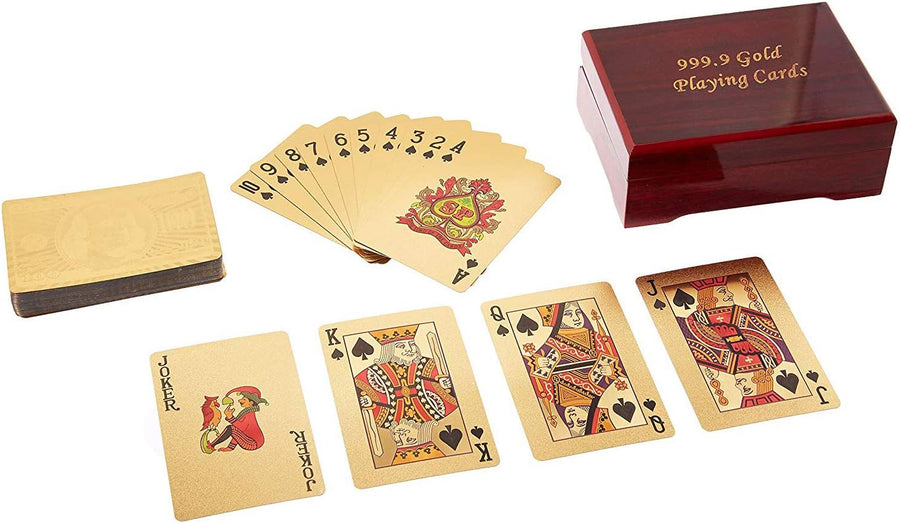 Poker Playing Cards in 999.9 Gold Foil Dollars - 52 Cards + 2 Jokers - liquidation.store