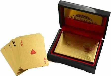 Poker Playing Cards in 999.9 Gold Foil Dollars - 52 Cards + 2 Jokers - liquidation.store