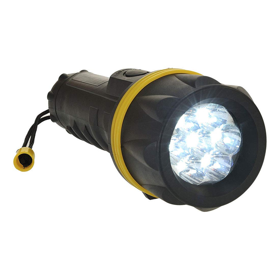 Portwest PA60 7 LED Rubber Battery Powered Safety Flashlight (Yellow/Black) - liquidation.store