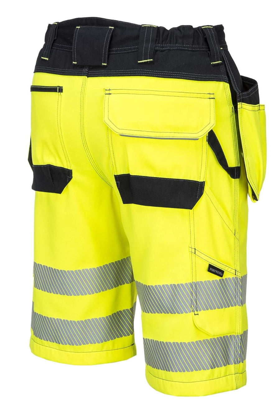 Portwest PW3 Hi - Vis Holster Shorts - 36" (Yellow/Black) - liquidation.store