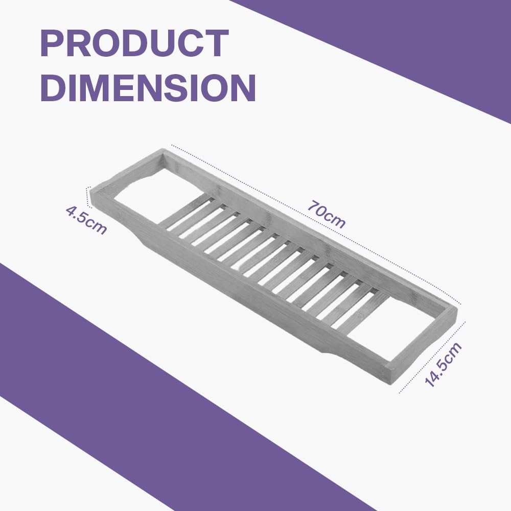 Premium Wooden Bath Tub Caddy Tray - Grey - liquidation.store