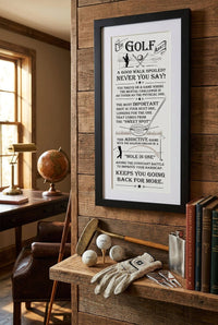 Printed Word Poster - Black Wooden Framed Wall Art Picture - Golf Addict - liquidation.store