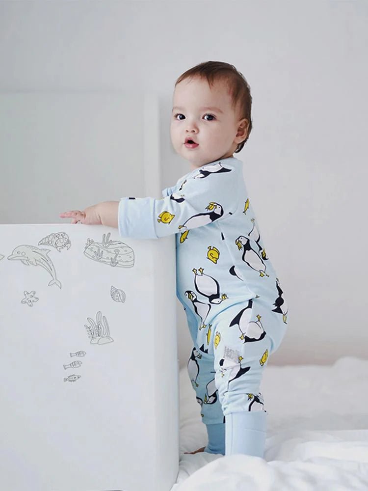 Puffins Baby Zip Sleepsuit with Hand & Feet Cuffs (Various Sizes) - liquidation.store