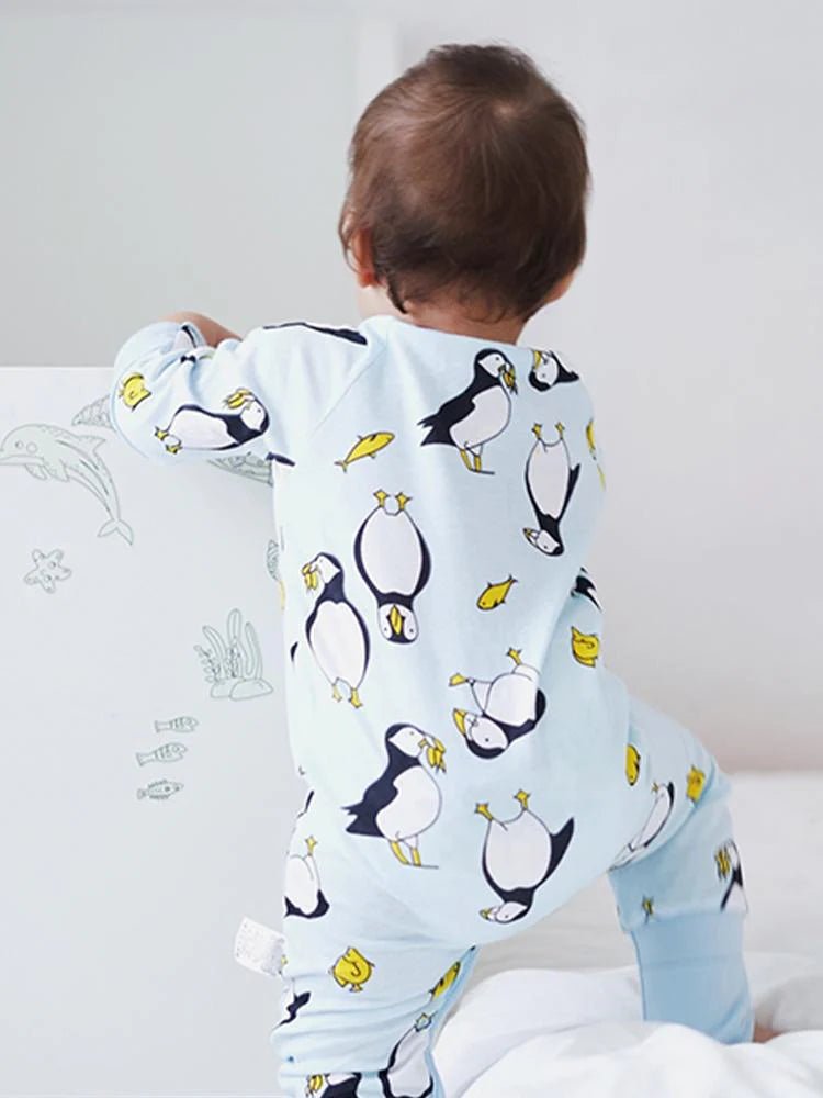 Puffins Baby Zip Sleepsuit with Hand & Feet Cuffs (Various Sizes) - liquidation.store