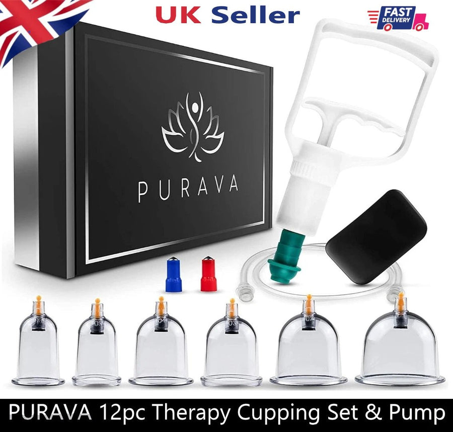 Purava Premium 12pc Cupping Therapy Set With Vacuum Pump - liquidation.store