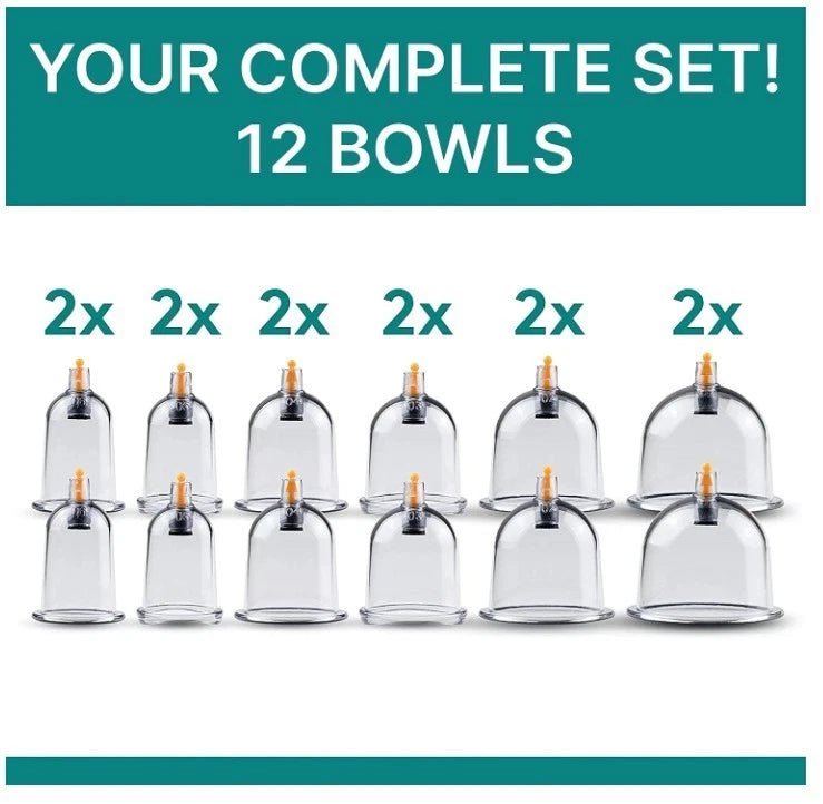 Purava Premium 12pc Cupping Therapy Set With Vacuum Pump - liquidation.store