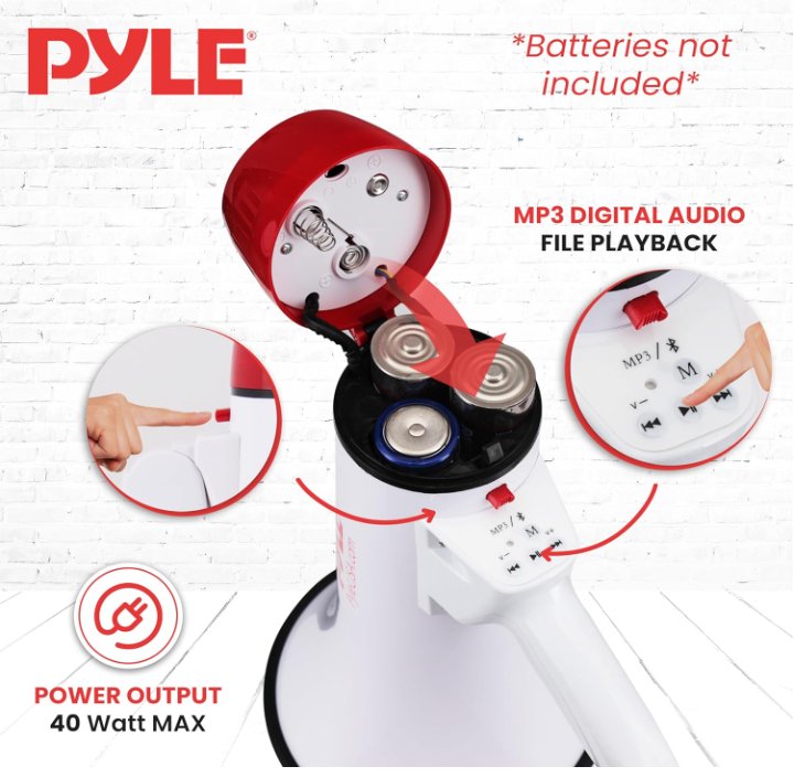 PYLE Bluetooth 40 W Outdoor Megaphone Bullhorn Speaker - PMP42BT - liquidation.store