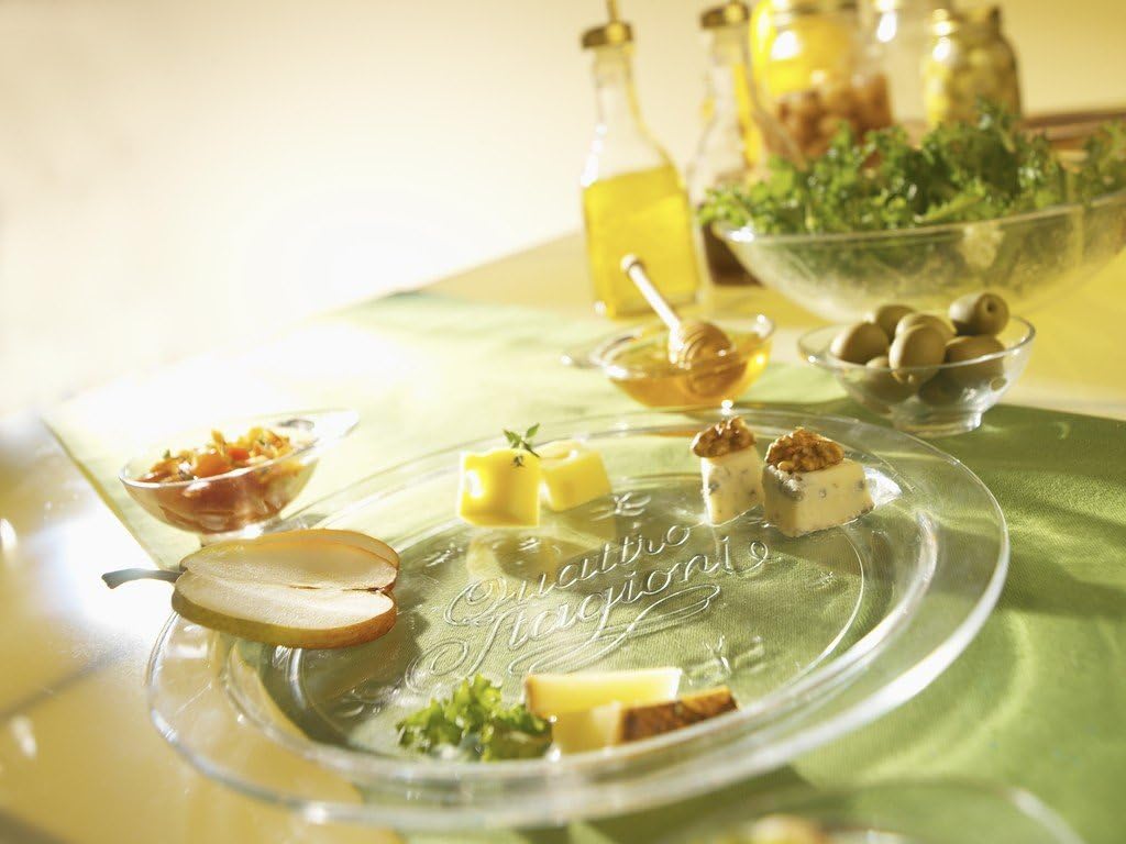 QUATTRO STAGIONI Four Seasons Glass Plate - liquidation.store