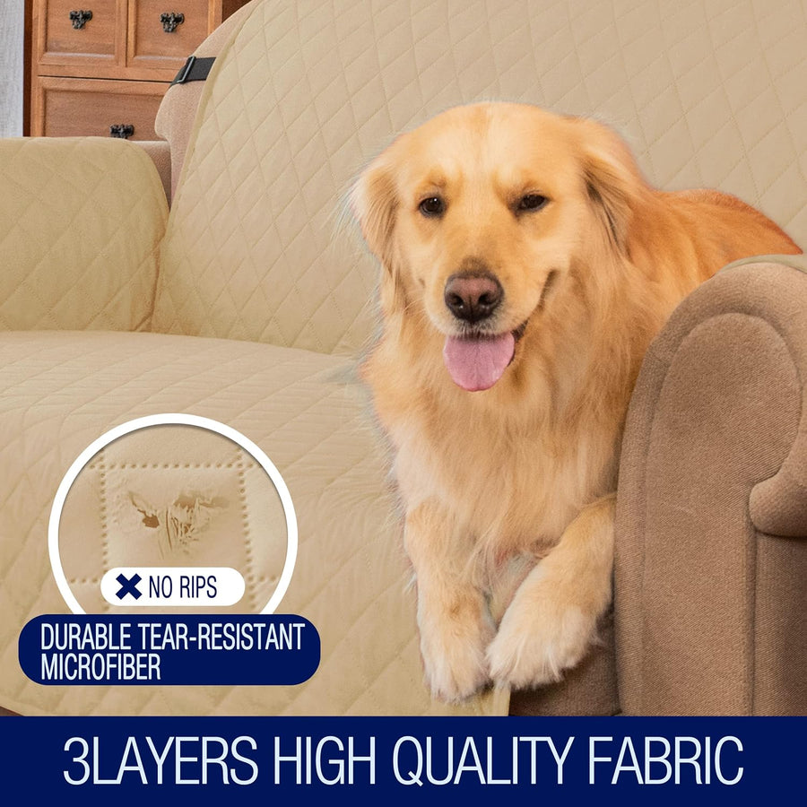 Quilted Reversible Sofa Cover - Sand (2 Seater) - liquidation.store