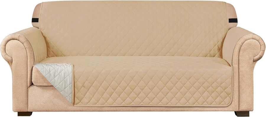 Quilted Reversible Sofa Cover - Sand (2 Seater) - liquidation.store