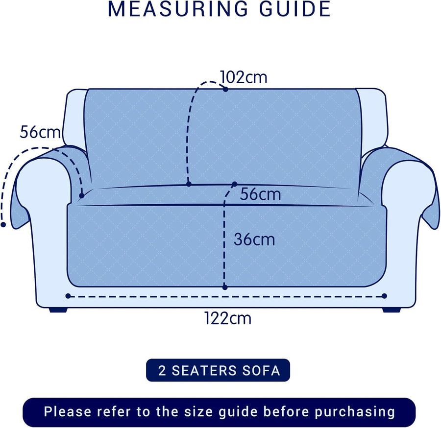 Quilted Reversible Sofa Cover - Sand (2 Seater) - liquidation.store