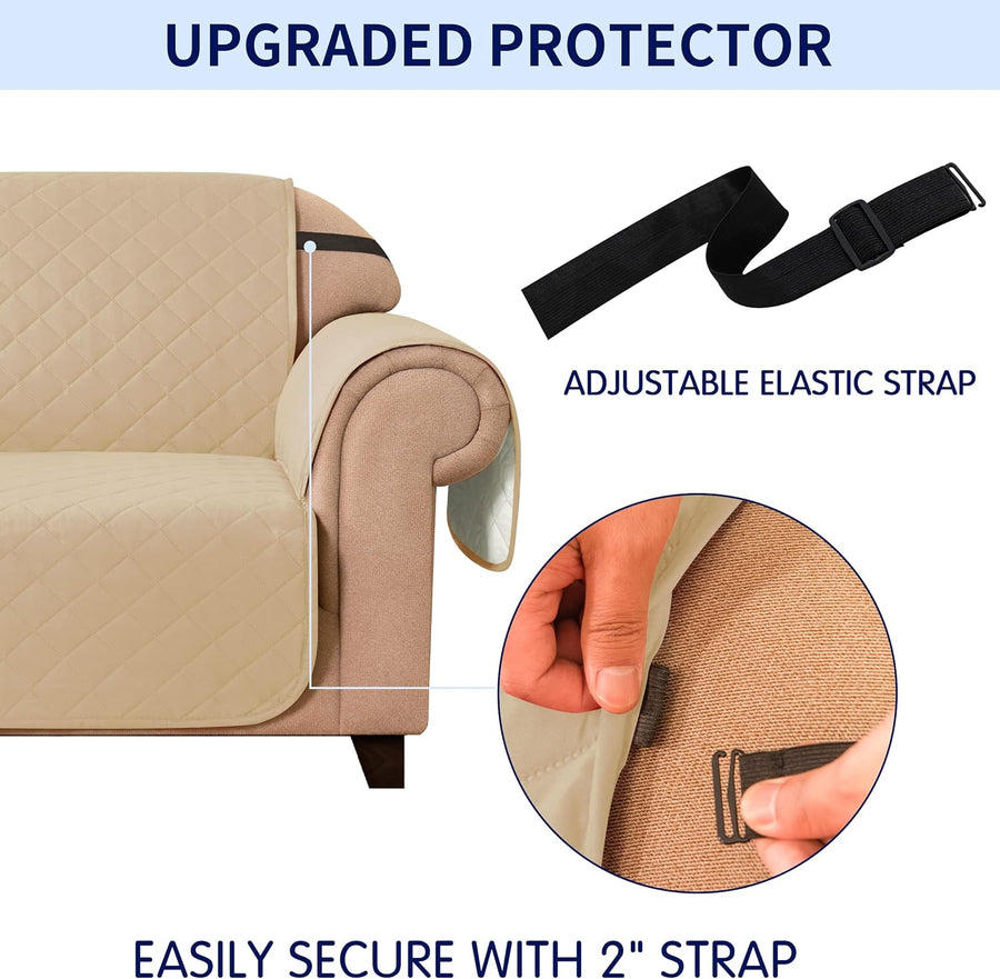 Quilted Reversible Sofa Cover - Sand (2 Seater) - liquidation.store