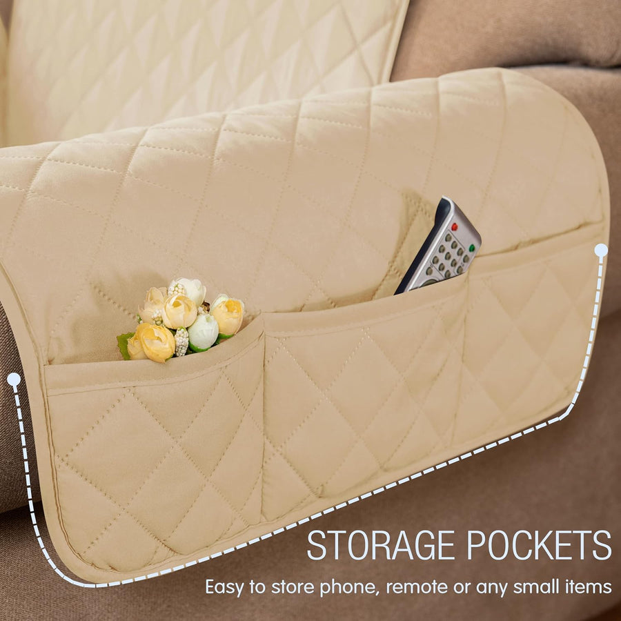 Quilted Reversible Sofa Cover - Sand (2 Seater) - liquidation.store