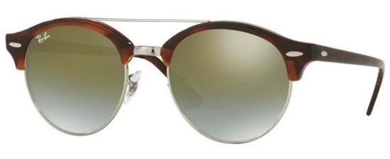 Ray - Ban Clubround Sunglasses Doublebridge RB4346 1160 - Tortoise Frame Green Lens - liquidation.store