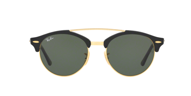 Ray - Ban Clubround Sunglasses Doublebridge RB4346 901/30 - Gold Frame/Grey Silver Lense - liquidation.store