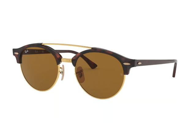 Ray - Ban Clubround Sunglasses Doublebridge RB4346 990/33 - Tortoise Frame Brown Lens - liquidation.store