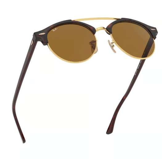 Ray - Ban Clubround Sunglasses Doublebridge RB4346 990/33 - Tortoise Frame Brown Lens - liquidation.store