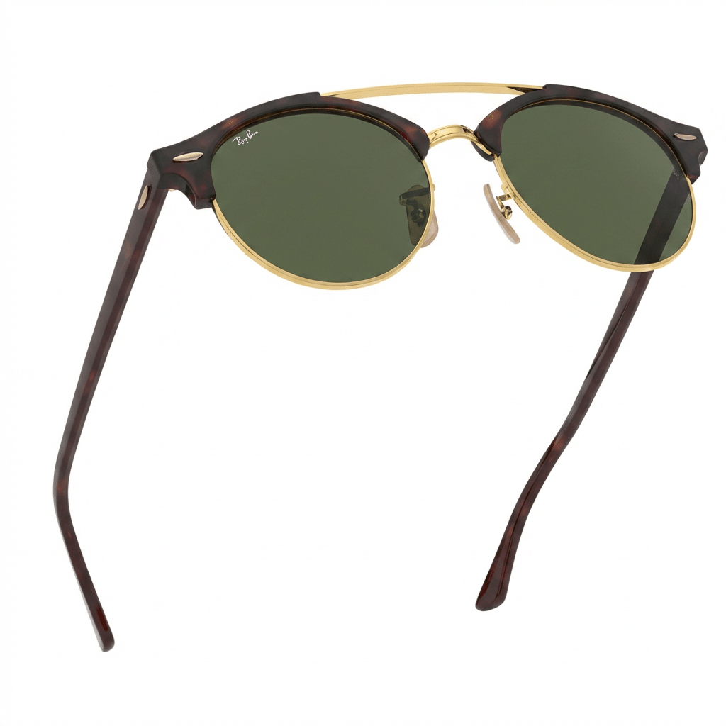 Ray - Ban Clubround Sunglasses Doublebridge RB4346 990/33 - Tortoise Frame G15 Green/grey lense - liquidation.store