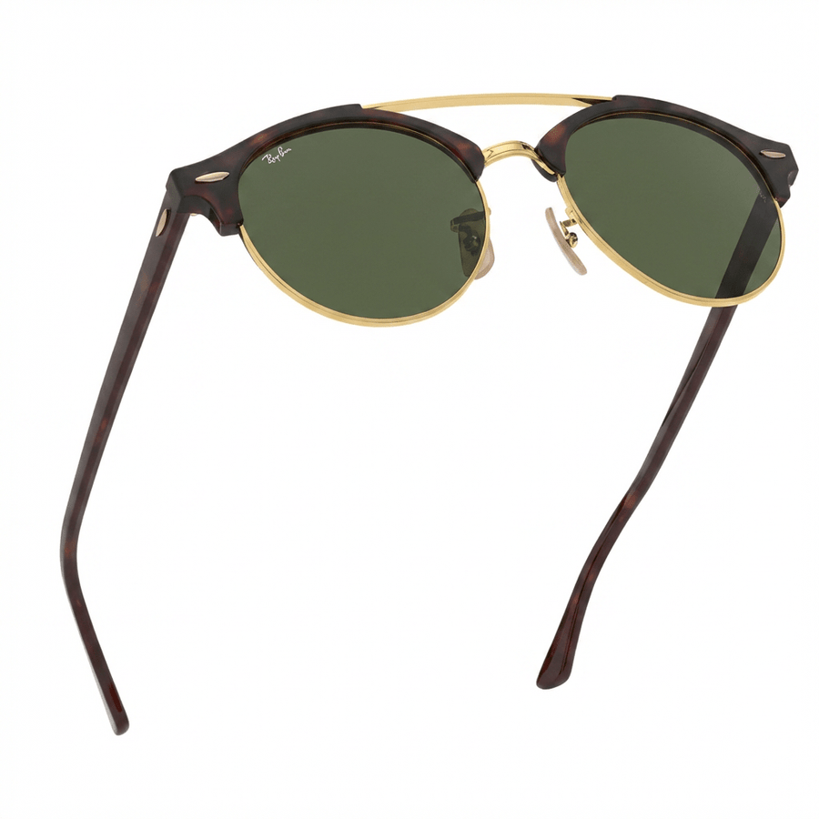 Ray - Ban Clubround Sunglasses Doublebridge RB4346 990/33 - Tortoise Frame G15 Green/grey lense - liquidation.store