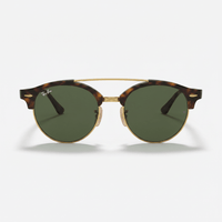 Ray - Ban Clubround Sunglasses Doublebridge RB4346 990/33 - Tortoise Frame G15 Green/grey lense - liquidation.store