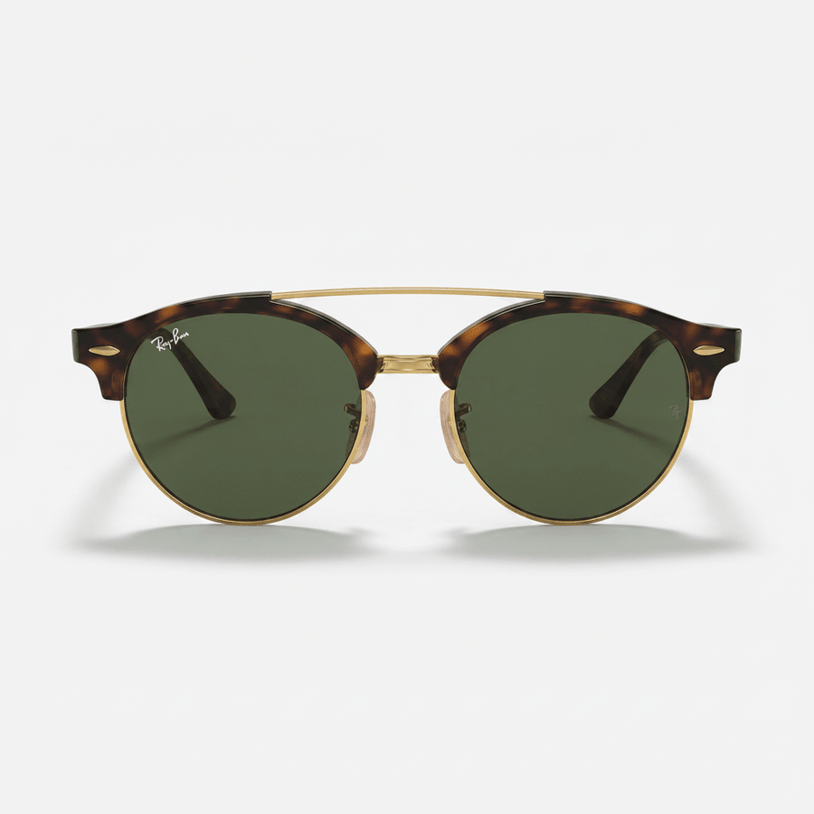 Ray - Ban Clubround Sunglasses Doublebridge RB4346 990/33 - Tortoise Frame G15 Green/grey lense - liquidation.store
