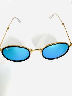 Ray Ban Foldable Round RB3517 112/17 Gold Frame Grey Blue Mirror Lenses - liquidation.store