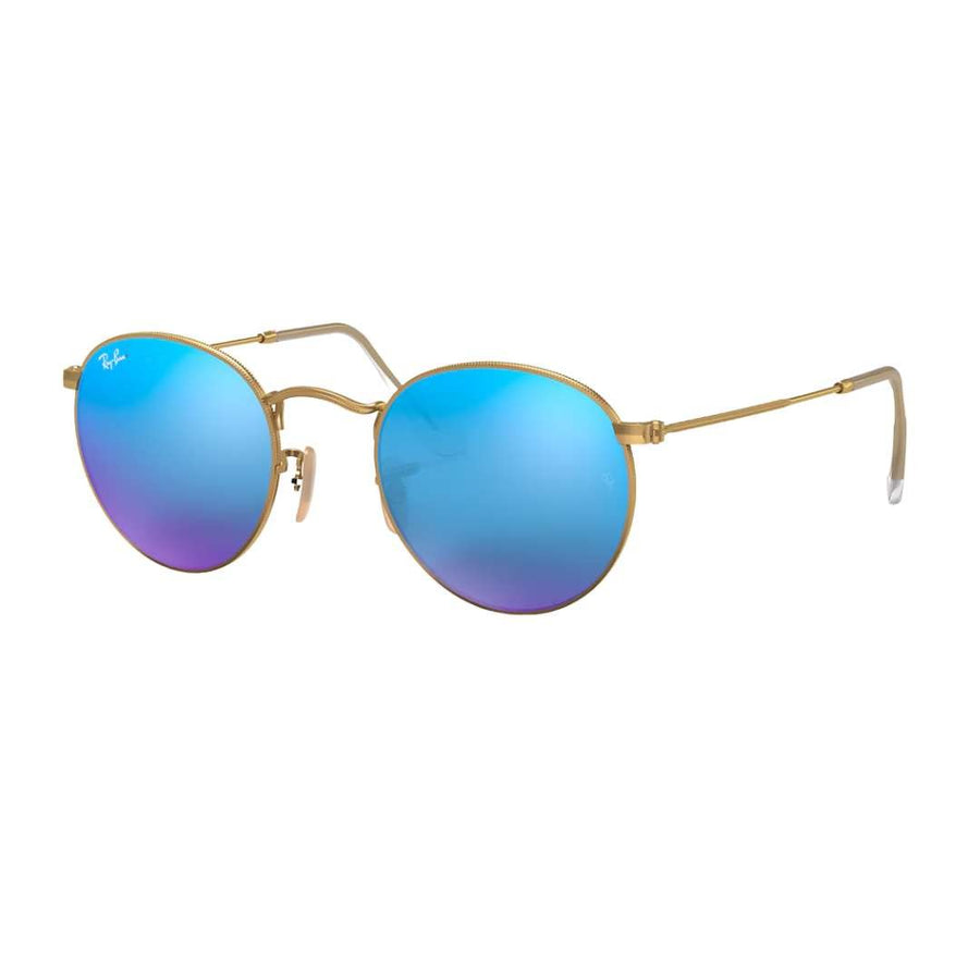 Ray - Ban Gold Round Frame (RB3447 - 001) BLUE Mirror Lense 50mm - liquidation.store