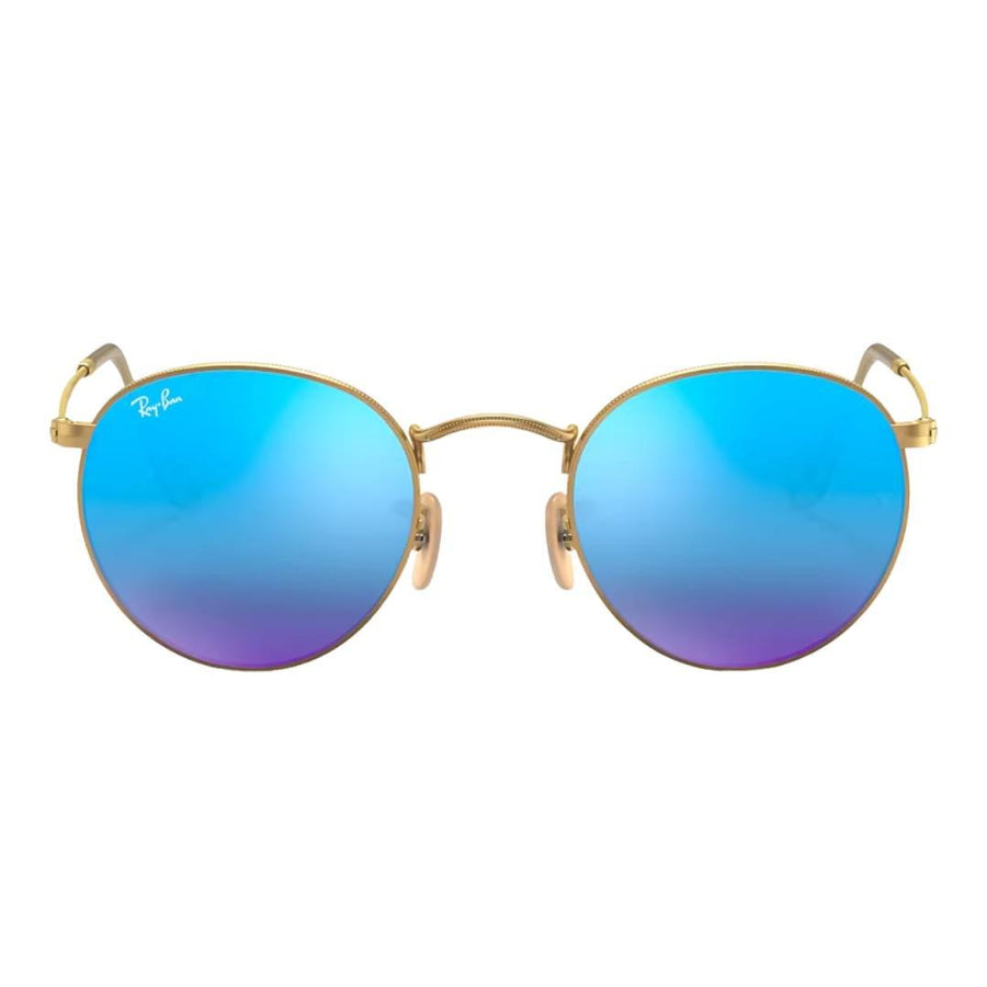 Ray - Ban Gold Round Frame (RB3447 - 001) BLUE Mirror Lense 50mm - liquidation.store
