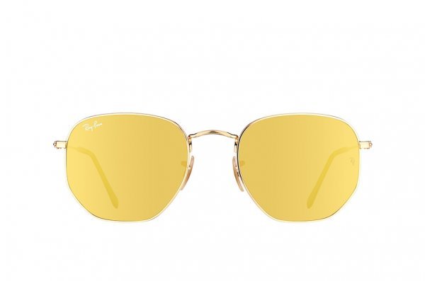 Ray Ban RB3548N 001/93 - Hexagonal Grey Mirror Gold Lens - liquidation.store