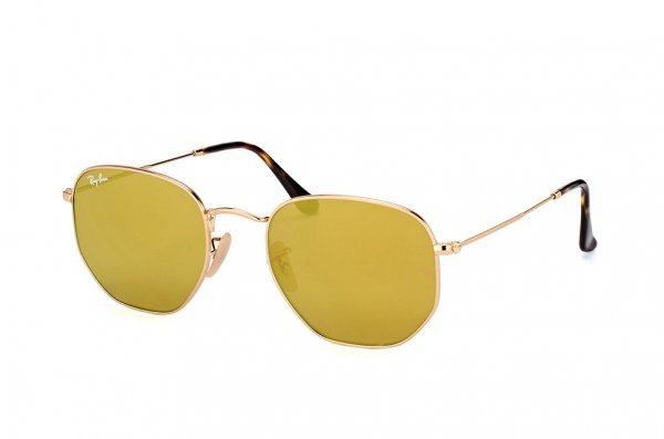 Ray Ban RB3548N 001/93 - Hexagonal Grey Mirror Gold Lens - liquidation.store