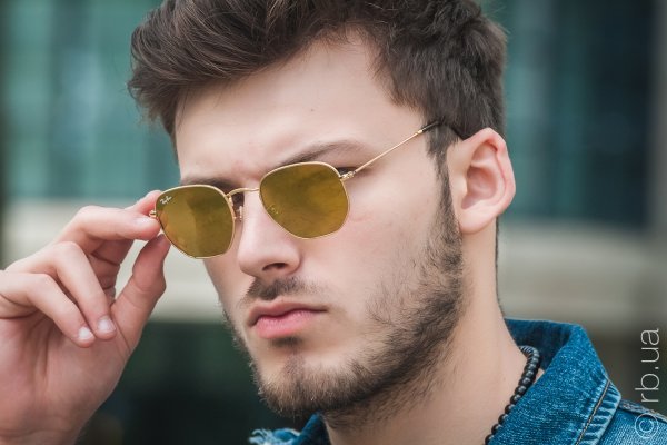 Ray Ban RB3548N 001/93 - Hexagonal Grey Mirror Gold Lens - liquidation.store