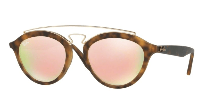 RAY - BAN RB4256F Gatsby Unisex POLARISED Sunglasses Pink Mirror On Havana 6092/2Y - liquidation.store