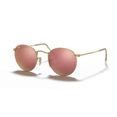 Ray - Ban Round Metal - Light Brown Mirror Pink RB3447 112/Z2 - liquidation.store