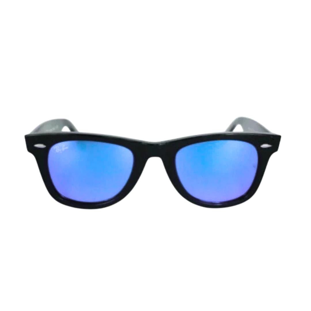 Ray - Ban Wayfarer RB2140 Black Frame, Blue Mirror Lens - liquidation.store
