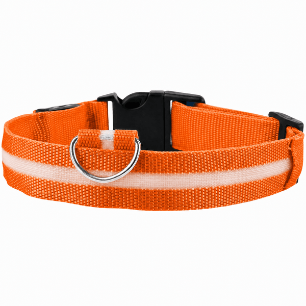 Rechargeable & Adjustable LED Dog Collar - Orange (Medium 40-48cm) - liquidation.store