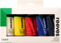 Thumbnail for Reeves Acrylic Paint Set - Water - based & Highly Pigmented Colours (5x75ml) - liquidation.store