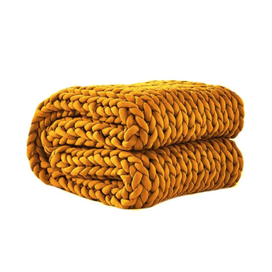 REMY Knitted Weighted Blanket - Mustard Yellow (8KG) - liquidation.store